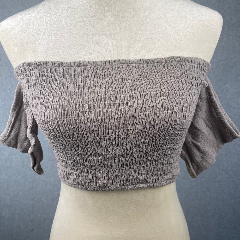 Tobi Off Shoulder Smoked Crop Top Size Small